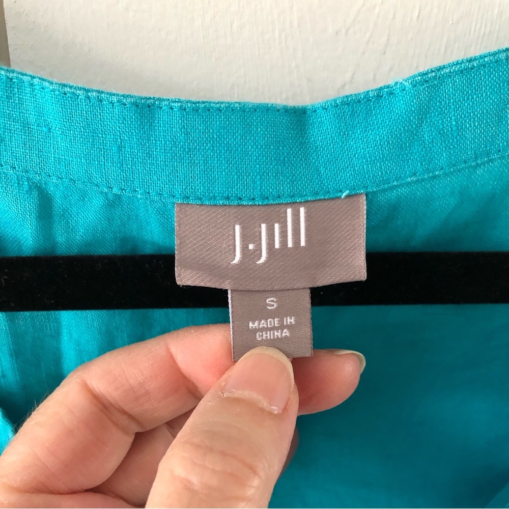 J. Jill 100% Linen Turquoise Tunic Top Size Small - Picture 3 of 8